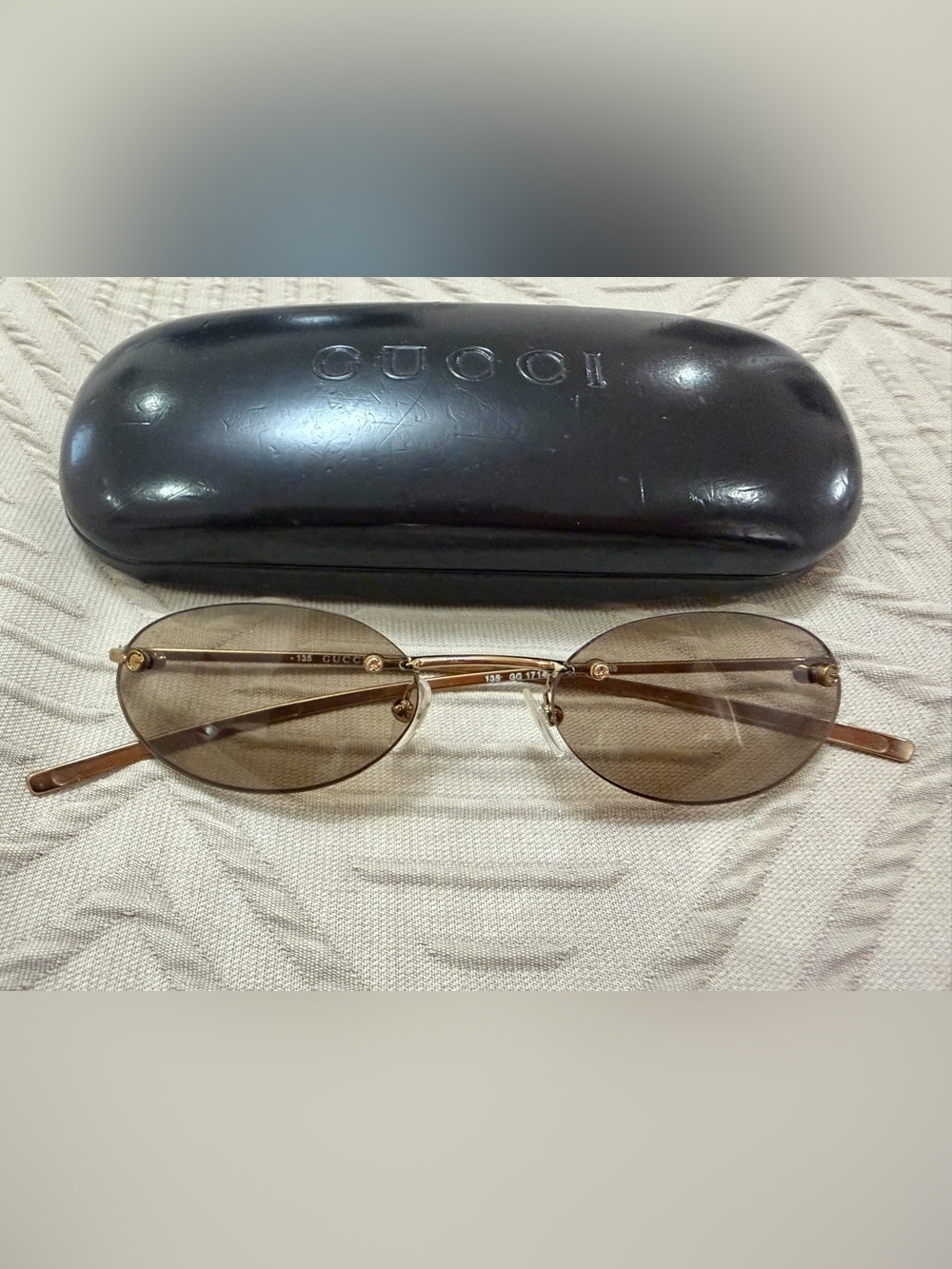 Gucci Gold Metal Rim Sunglasses with Brown Lenses